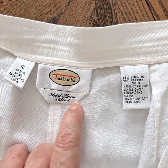 Talbots Linen White Pants Size 16 - Picture 4 of 11